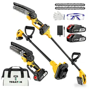 2-in-1 Cordless Pole Saw Kit, 6-Inch Extendable Mini Chainsaw with 2 Batteries, Battery Powered Tree Pruner for Branch Cutting, Backyard & Garden Trimming 