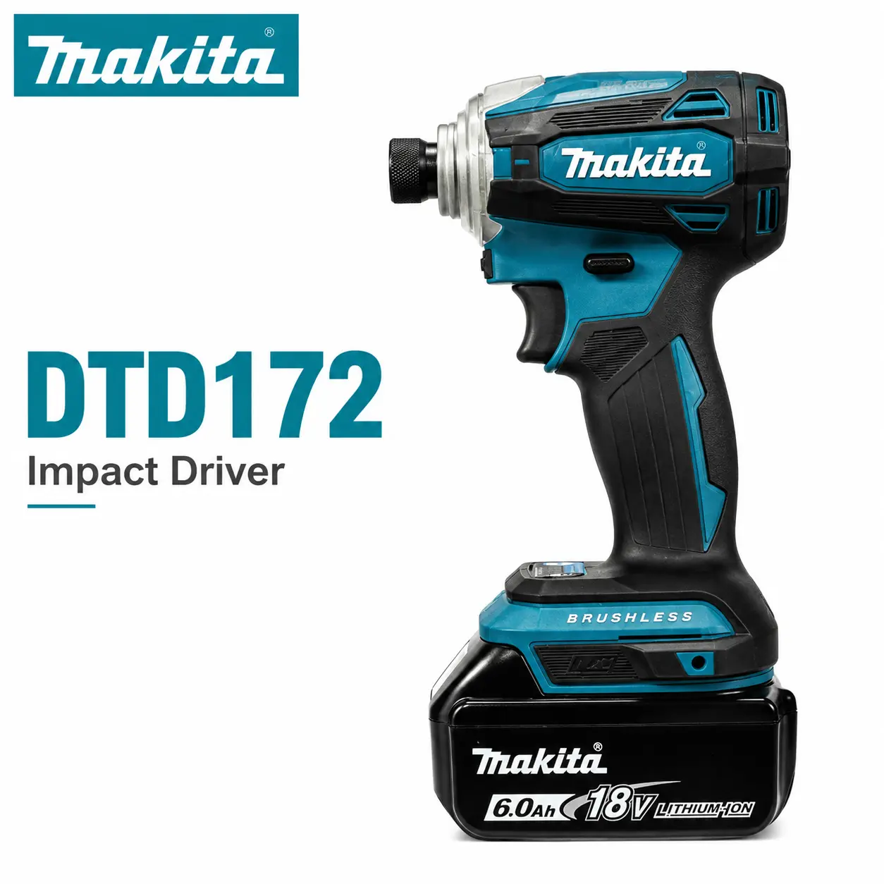 Makita DTD172 Lightweight Portable Impact Driver Tool Kit - Includes Battery, Charger, Ideal for Fence Installation, Household Furniture Assembly (for DIY Enthusiasts)