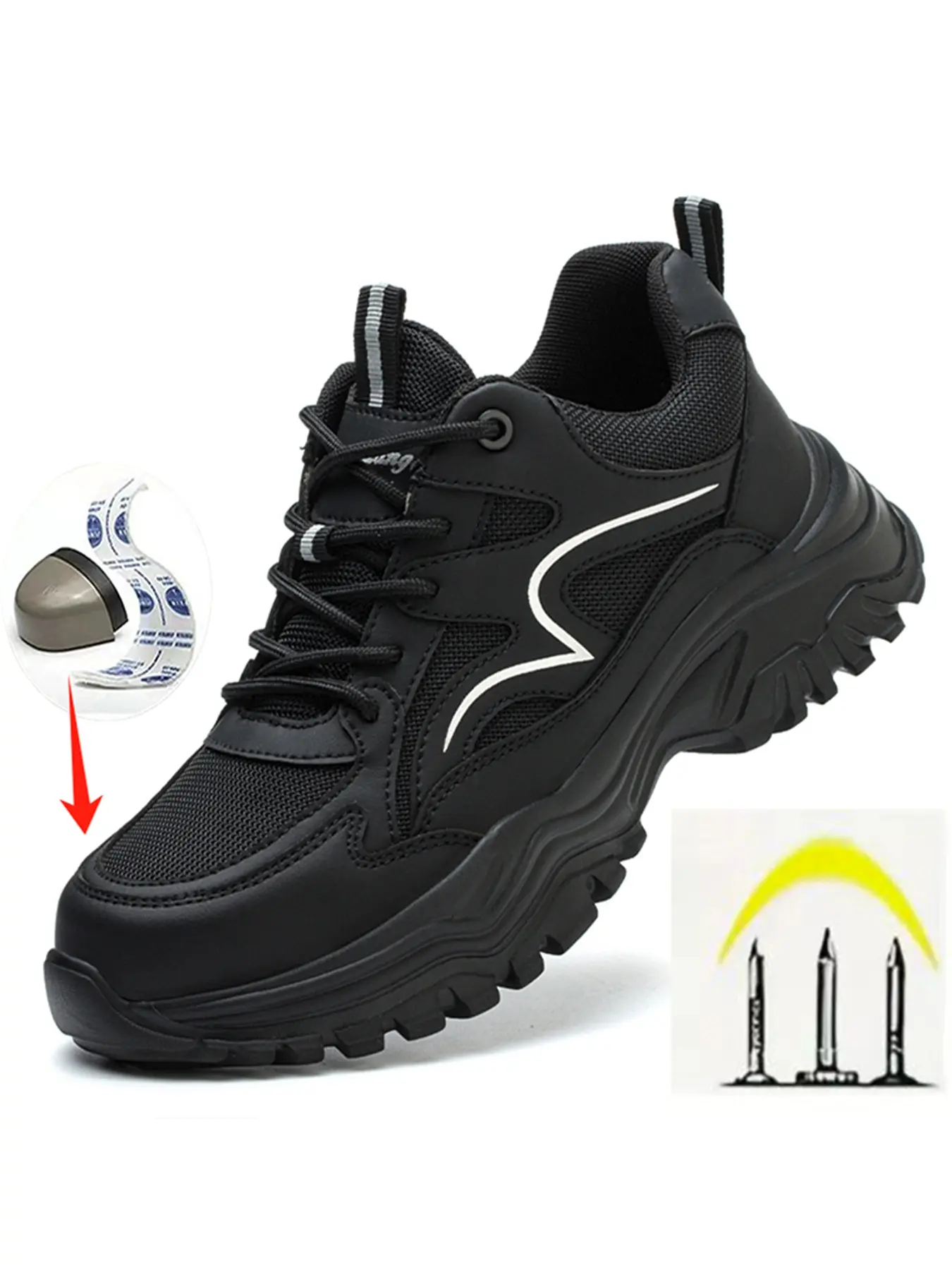 Women's Safety Shoes Steel Toe Anti-Puncture Lightweight Work Shoes Fashion Casual Sports Shoes Steel Toe Sneakers, Comfortable and Durable Footwear