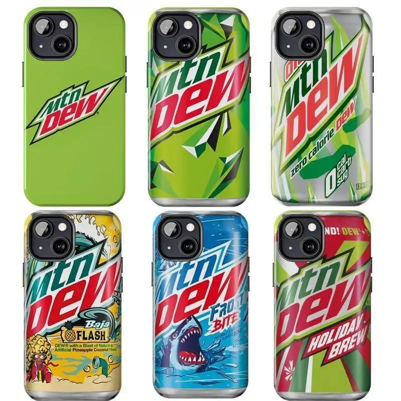Mountain Dew Can-Style Phone Case — Soft Drink Aesthetics Series. Compatible with iPhone 11–17 Pro Max/Plus Series and Samsung Galaxy S23–S25 Series. A unique accessory and gift choice, offering durable protection with a trendy, stylish flair.