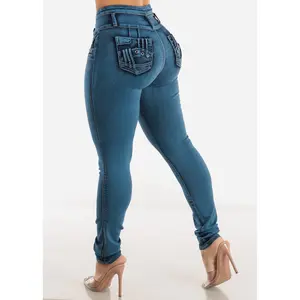 MX JEANS Push Up Acid Wash Blue Skinny Jeans