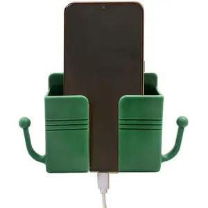 Wall Mount Phone Holder with Hooks, Self-Adhesive Wall Mount for Cell Phones, Multi-Functional Cellphone Bracket, Phone Accessories