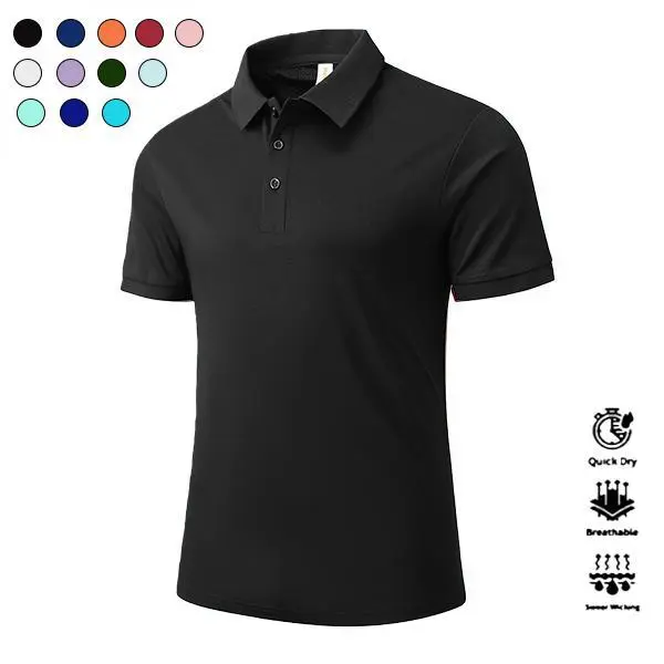 Men's Well-Fitted Short-Sleeve Cotton-Polyester Premium Blend Polo Shirt - Button-Front, Quick Dry, Moisture-Wicking Solid Menswear Top for Golf, Travel, Comfortable Sports Apparel in Various Colors, Premium Blend Polo Shirts
