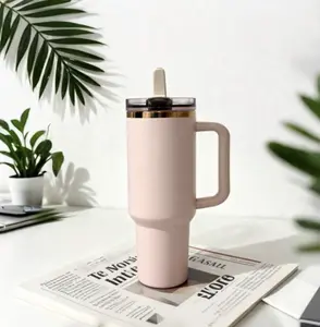 Stan 3rd Generation 40 Ounce Portable Stainless Steel Water Bottle - Leakproof ProTour Flip Straw Lid, Light Pink