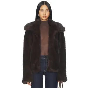 SNDYS Leila Faux Fur Jacket in Chocolate
