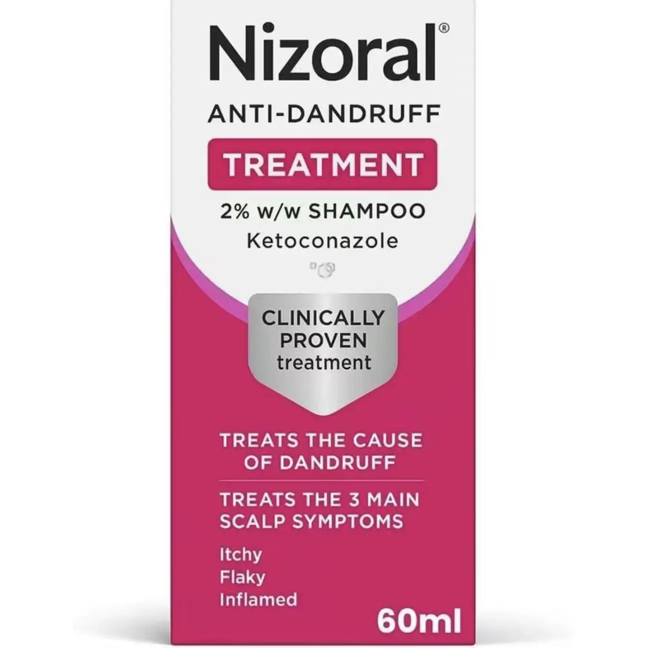 Nizoral 2% Ketoconazole Anti-Dandruff Shampoo 60ML – Dermatologist-Approved Haircare Liquid, Antibacterial Antifungal Scalp Cleanser for Itchy & Flaky Hair, Gentle Daily Formula Hair Care Product