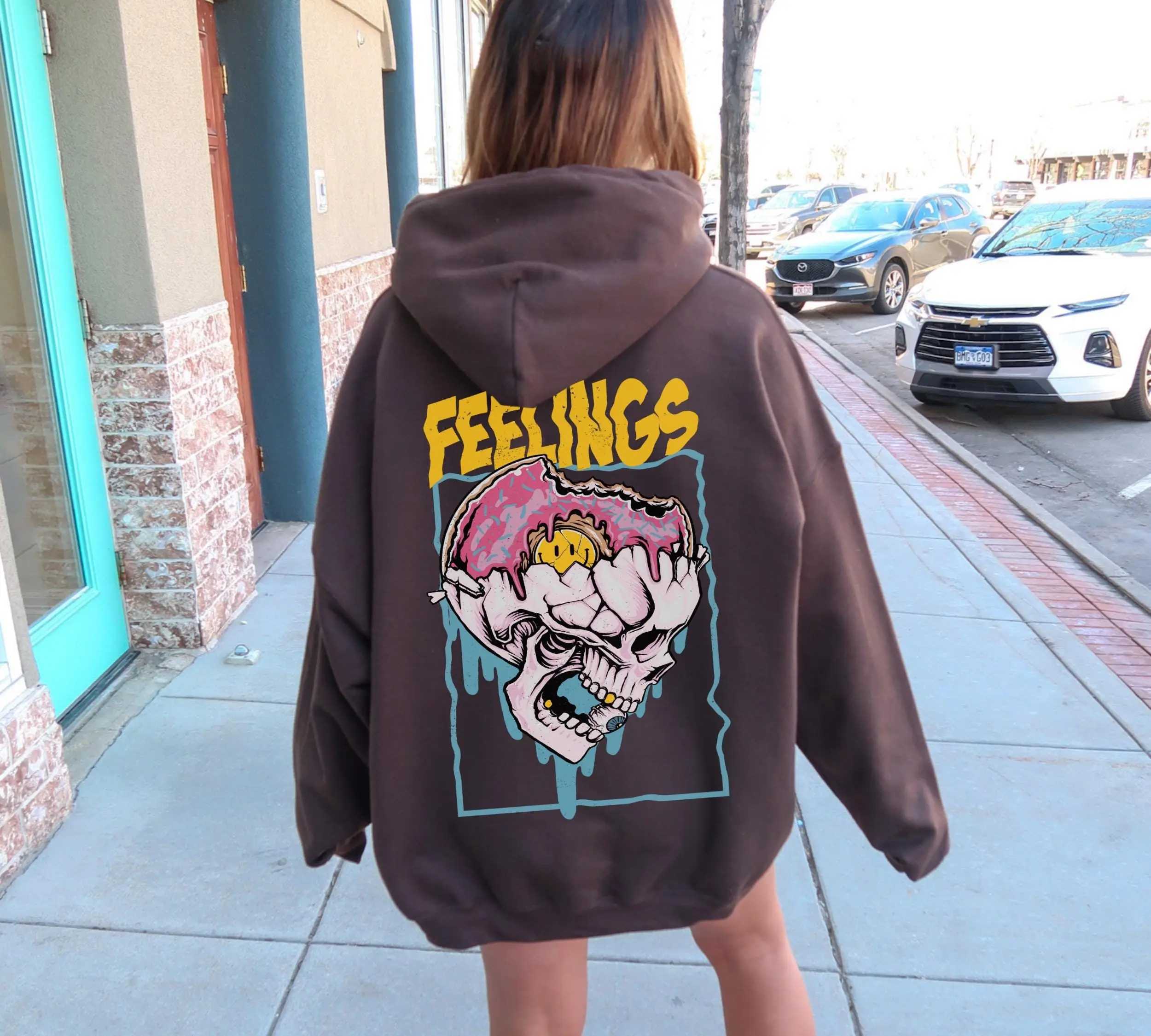 Feelings Skeleton Hoodie, Y2K Hoodie, Streetwear Clothing, Anxiety Sweatshirt, Mental Health, Cyberpunk, Psychedelic Skull, Trippy, Unisex Hoodie - Sweatshirt