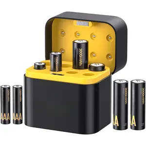 Rechargeable 4 AAA and 4 AA Batteries Lithium with Charger,8 Pack 1.5 V Triple A Double A Batteries Rechargeable, Long Lasting Lithium Battery with Integrated Charging Storage Box(4AAA+4AA)