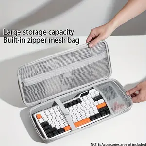 1pc EVA Hard Shell Electronic Accessory Travel Case, Portable Mouse and Keyboard Storage Bag with Mesh Pocket and Pull Strap