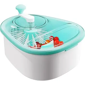 Fruit Cleaner Spinner Large Fruit Washer with 720-Degree Cycle Clean TPE-Tab Scrubber & Colander Drain for Healthy Family Use