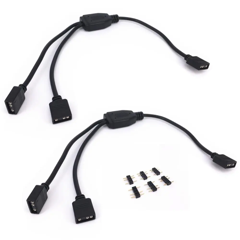 2PCS ARGB Splitter Cable 5V 3 Pin Addressable RGB Splitter Extension Cable ARGB Chassis CPU Heat Sink LED Sync Cable 1-to-2 Female to Female 28cm/11inch Long