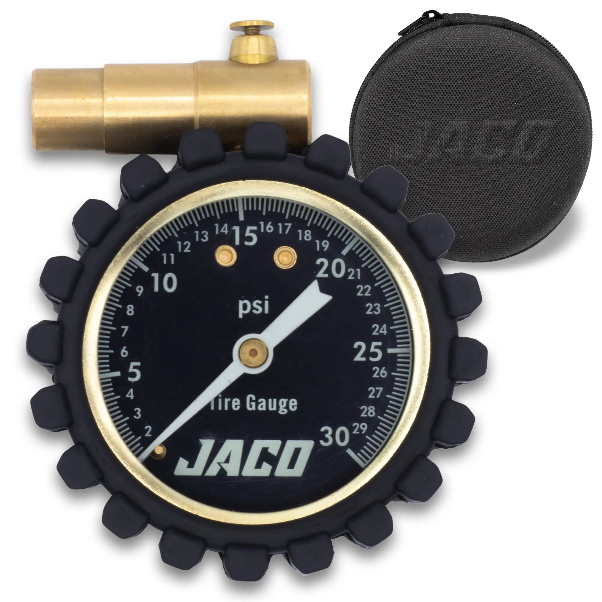 FTX-30 Low Pressure Rubberized Analogue Dial Presta Valve Inflation Tool for Fat Tire Bikes (Max 30 PSI), Tire Inflation Tool