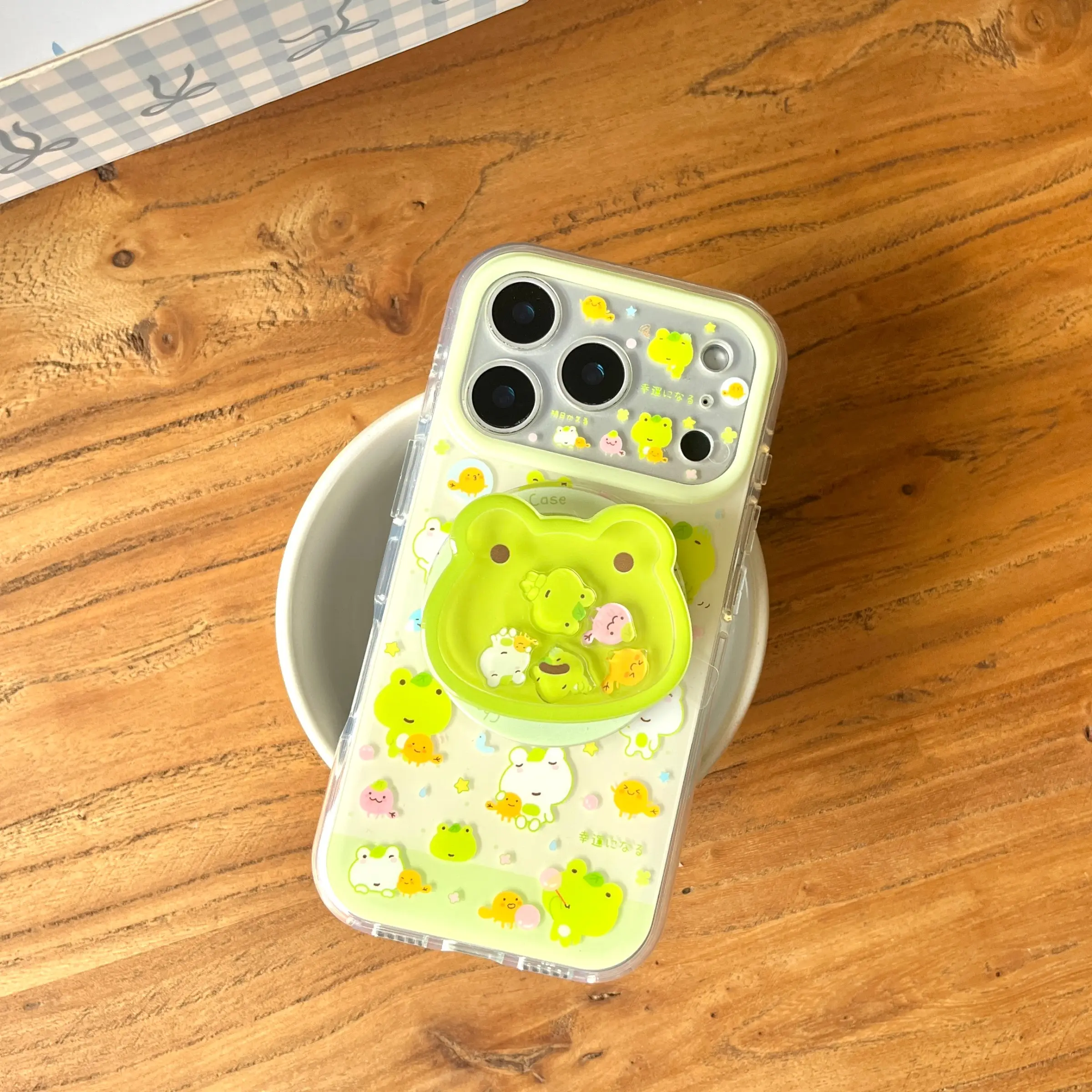 Magnetic Cute Tomorrow Frog Protective Phone Case with Stand, Compatible with iPhone 17 Pro Max, 16 Pro Max, 15 Pro Max, 14 Pro, 13 Pro, Fashionable Women's Smartphone Case, Cover, Stylish Shockproof Casing, Hard Phone Cover
