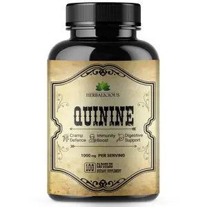 Quinine 100 Capsules - Cinchona Officinalis Bark Herbal Supplement for Muscle, Cramp Defense and Overall Digestive Health