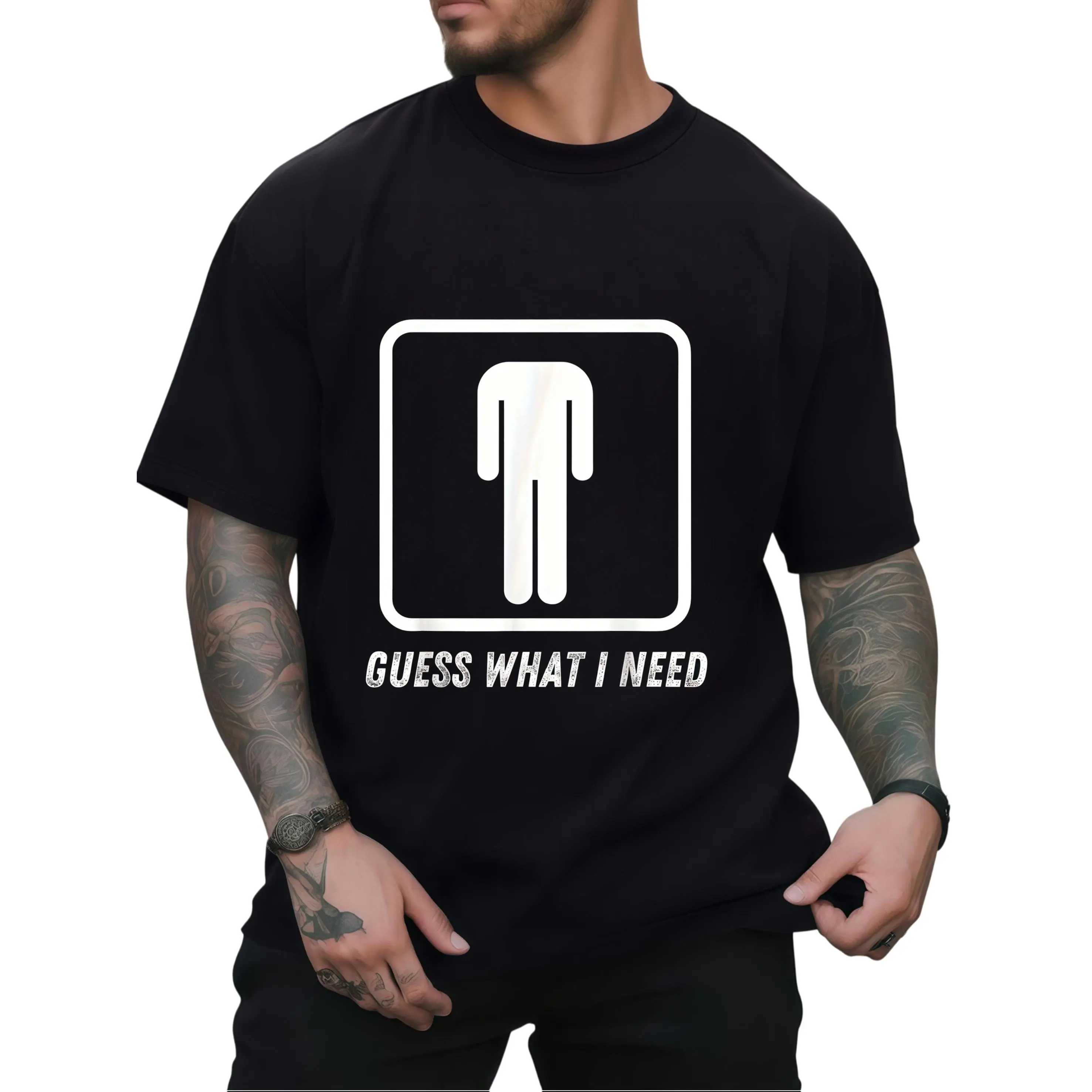 [100% Cotton] 100% Cotton Funny "Guess What I Need" Headless Mannequin T-Shirt for Men & Women - 100% Heavyweight Cotton Oversized Fit (S-XXXL) - Black & White Print Casual Streetwear with Iconic Retail Dummy Design - Machine Washable All-Season Short Sle