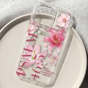 Flower Pattern Transparent Tpu Phone Case, Floral, Anti-Drop Thickened Cover, Valentine's Day Gift for Boyfriend Girlfriend, Compatible with iPhone