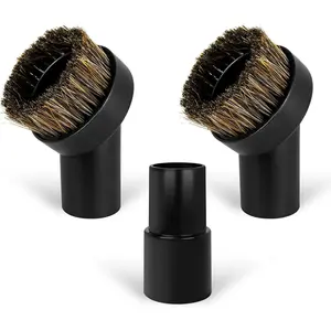 3PCS Black Round 1 1/4" Horse Hair Brush Vacuum Attachment Set for Most Vacuum Cleaners Accessories
