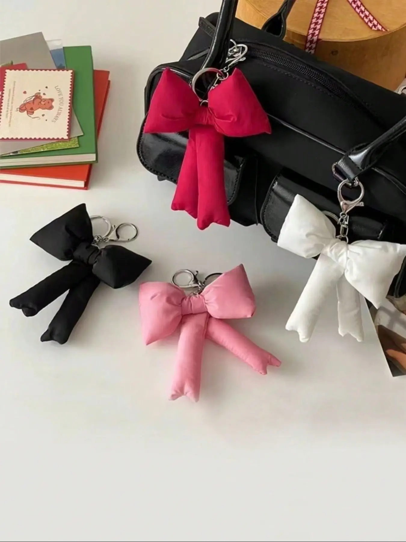 Cute Bowknot Bag Charm, Fresh Sweet Cotton Butterfly Knot Pendant, Versatile Student Backpack Decoration Gift for Friends, Charms for Bags, Purse Accessories, Girly Purse Accessories, Trendy Bag Charms