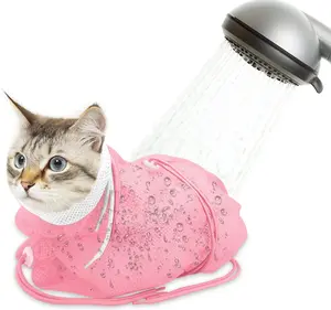 Adjustable Cat Bathing Bag, Anti-Bite & Anti-Scratch Breathable Mesh Restraint Bag for Cats, for Bathing, Nail Trimming, Injection and Vet Visits, Escape Proof Grooming Accessory