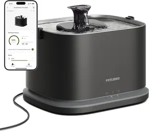 PETLIBRO Upgrade Cat Water Fountain Stainless Steel Tray, Dockstream 2 Cat Fountain Indoor, 3L/101oz Auto Cat Fountains for Drinking, App Monitoring Pet Water Fountain Dog, 5G WiFi Cat Water Dispenser
