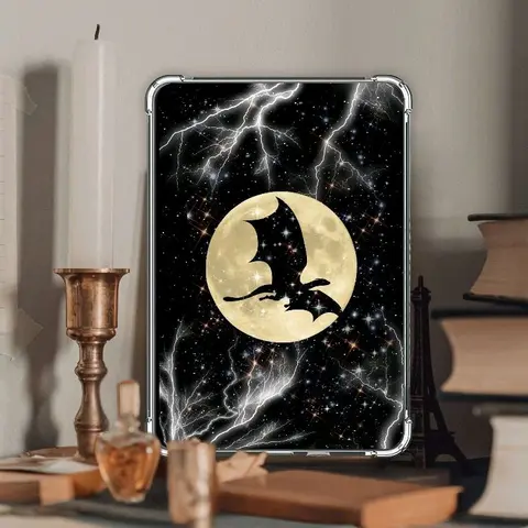 Onyx Dragon Fantasy Holographic Clear Case Cardstock Insert for Kindle, Fire Tablet, Boox, Kobo | Smj Book Lover Gift | Bookish Stickers for Kindle | Booktok Kindle Sticker Insert  | Aesthetic Kindle Decor Accessories Device Smartphone