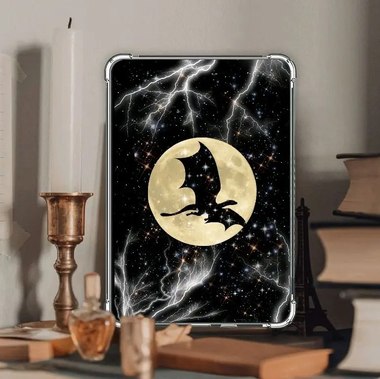 Onyx Dragon Fantasy Holographic Clear Case Cardstock Insert for Kindle, Fire Tablet, Boox, Kobo | Smj Book Lover Gift | Bookish Stickers for Kindle | Booktok Kindle Sticker Insert  | Aesthetic Kindle Decor Accessories Device Smartphone