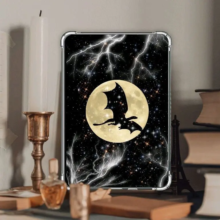 Onyx Dragon Fantasy Holographic Clear Case Cardstock Insert for Kindle, Fire Tablet, Boox, Kobo | Smj Book Lover Gift | Bookish Stickers for Kindle | Booktok Kindle Sticker Insert  | Aesthetic Kindle Decor Accessories Device Smartphone