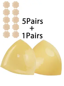 Reusable Dual-Sided Adhesive Bra Pads for Women, Accessories, 5 Disposable Nipple Covers, Enhance Breast Curve, Self-Adhesive, Ideal for Strapless Bikinis