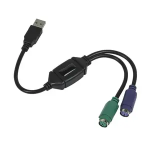 SANOXY Dual PS/2 to USB Adapter for Keyboard & Mouse - USB Type A Converter Built-in IC Black with Green Purple Ports