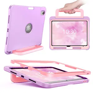 INFILAND Cute Case for iPad A16 11 Inch 2025 & 10th Gen 10.9 Inch 2022 Durable Silicone Shockproof Stand Cover with Pencil Holder Handle For Kids Girl