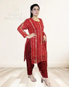 Classic Crimson Gold Salwar Kameez – Elegant Sparkle for Every Occasion