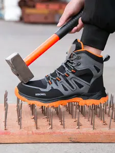 SEBOWEL Unisex Steel Toe Work Shoes Safety Sneakers Comfortable Lightweight Puncture Proof Slip on Indestructible Construction Work Shoes..