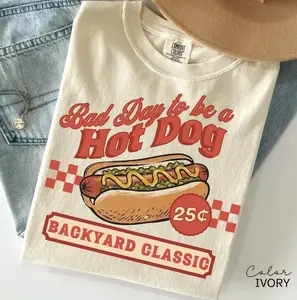 Comfort Color Hot Dog Shirt, Bad Day to Be a Hotdog Shirt, Summer Hot Dog, Funny Retro Hotdog, 4th of July Shirt, Memorial Day Shirt, Labor Day