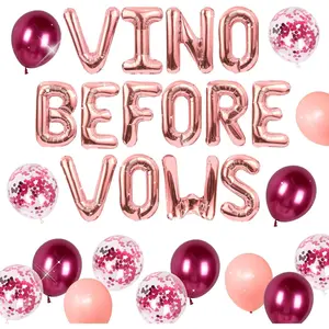 Wine Theme Bachelorette Party Decorations Kit - Rose Gold Balloons, Banner, Bride-to-Be Sash for Vino Before Vows Wine Bridal Shower, Wedding Supplies