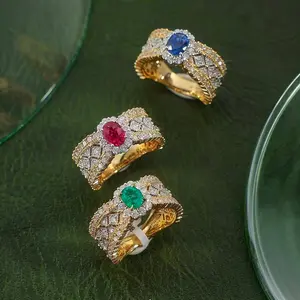 Two-Tone Gold Ring with Carved Lace Floral Pattern Diamond & Emerald Accents Gold Plated Synthetic Zircon Adjustable for Evening Wear Rose Stainless Steel Fidget safety chain hoop earrings oval engagement Vintage angel  eye  bracelet Bracelets Set Persona