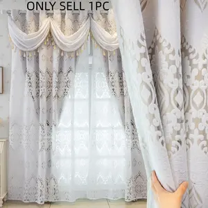 1pc Healing Style Milk Double Layer Curtains, Wave Header Design, European Lace, Romantic Decor for Bedroom Living Room