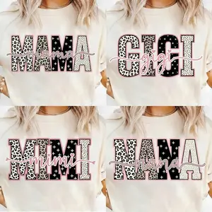 Comfort Colors Preppy Leopard Mama Gigi Mimi Nana Shirt , Family Sublimation, Valentine Gift for Mom & Grandma  Shirt