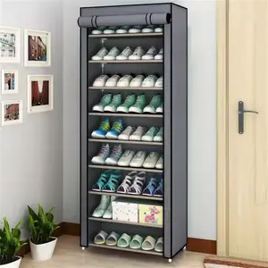 6/8/10 Tier Extra-Large Thickened Non-Woven Shoe Cabinet with Dust Cover Includes two complimentary fabric bags Space-saving slimline design Effortless assembly Ideal for hallways, wardrobes, dormitories and home use