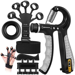 4 PCS Grip Strength Trainer Kit, Forearm Strengthener, Finger Strengthener, Finger Exerciser,  Forearm Workout Ring for Muscle Building and Injury Recover Adjustable Gripper