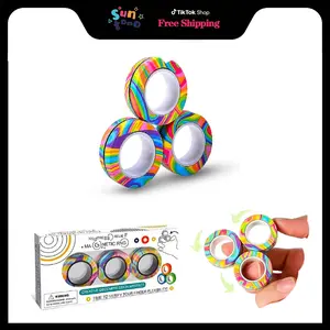 Suntomo Magnetic Rings Fidget Toy Set, Idea ADHD Anxiety Decompression Magnetic Fidget Toys Adult Fidget Spinner Rings for Relief, Finger Fidget Toys
