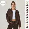 Katch Me Chic(US/CN)Women's Winter Vintage Collared Zipper Long Sleeve Jacket, Cozy Solid Color Oversized Outerwear for Lady, Versatile Loose Outfits for Daily Wear, Soft Womenswear #TikTokMadeMeBuyIt #SohoChic #ComfyOutfit