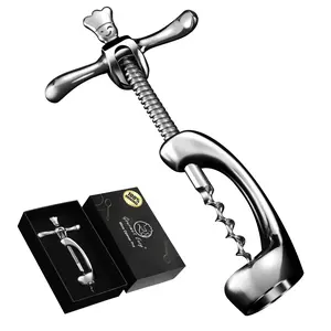 Gurmet Easy Deluxe Wine Bottle Opener for Intact Cork Removal - Heavy Duty Corkscrew Wine Opener, Manual Wine Cork Screw for Smooth Bottle Opening