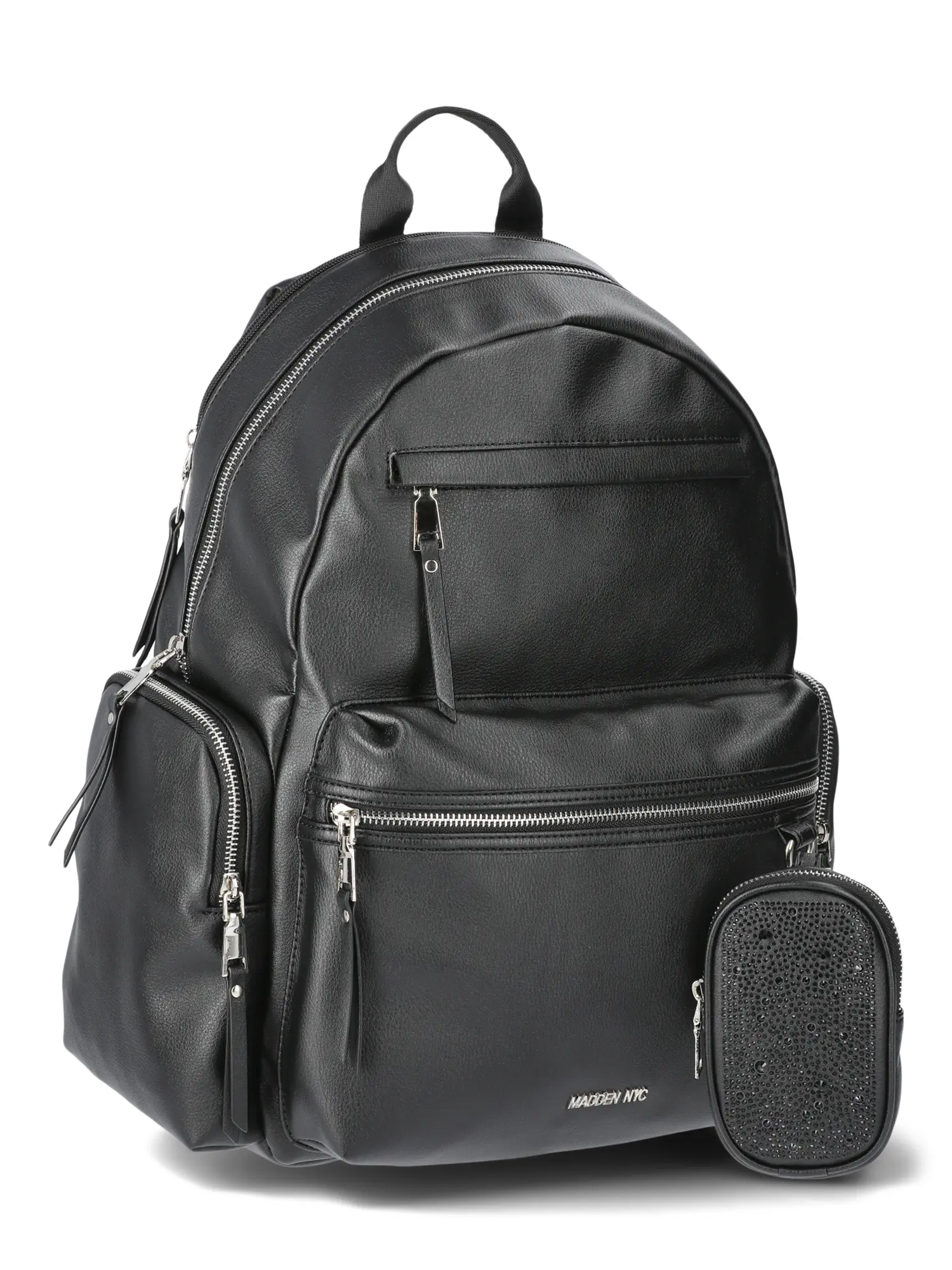 Women's 18.5" Madden NYC Dome Backpack - Functional Luggage Bag with Front Pocket and Removable Pouch, Black