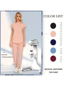 Summer Soft Short Sleeve Workwear Pharmacy Lab Hospital Work Clothes Doctor Oral Uniforms Nurse Scrub Set