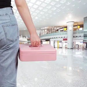 Cash Box with Money Tray and Key Lock, Money Box with Safe Locking, Money Saving Lock Box