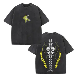 "Cyberpunk Tech Spine" Graphic T-Shirt, Retro Streetwear Casual Cotton Crew Neck Short Sleeve Unisex Top, Multi-Color Available