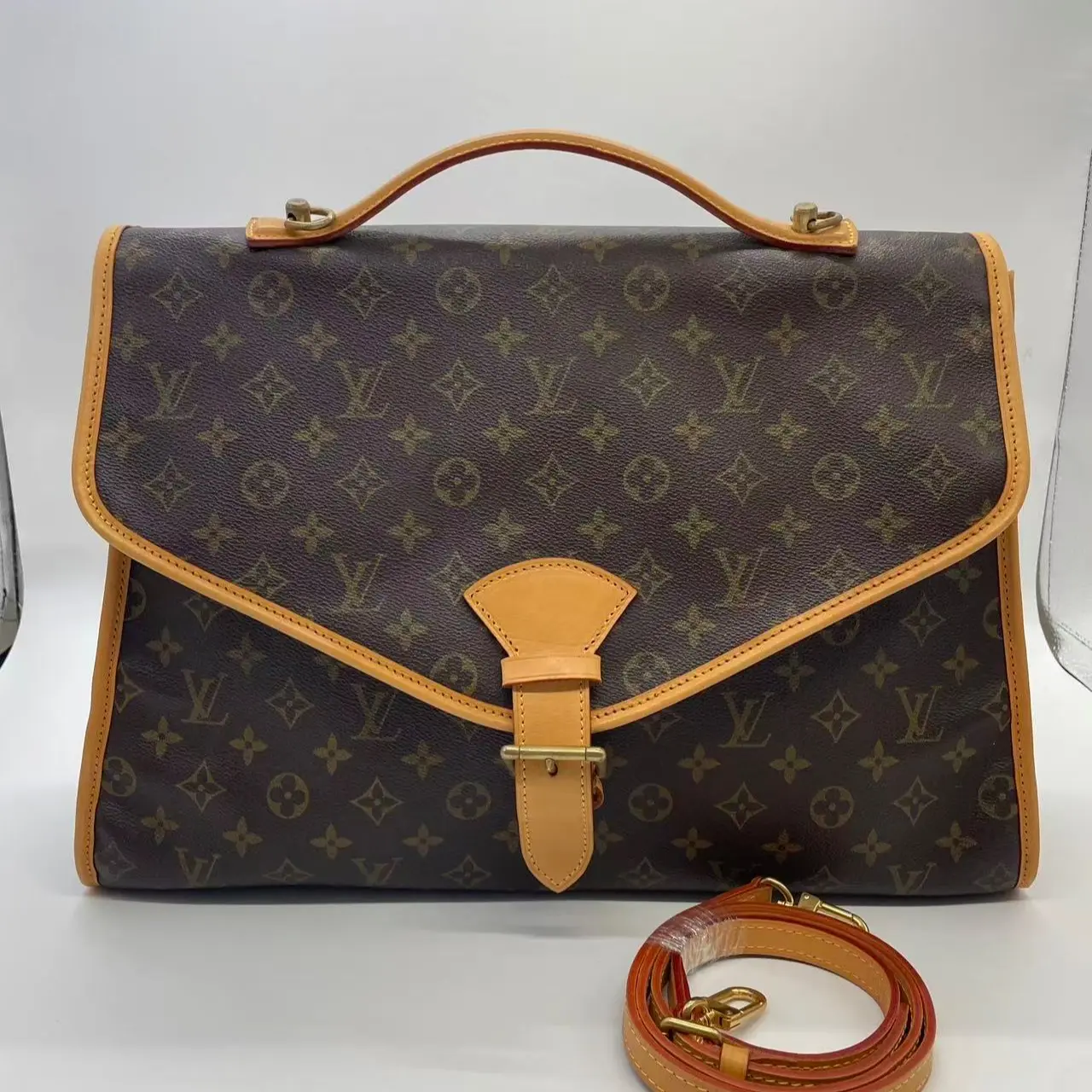 Pre-owned Louis Vuitton Vintage Ivy Large Monogram Briefcase Bag Replaced Vachetta Good Condition