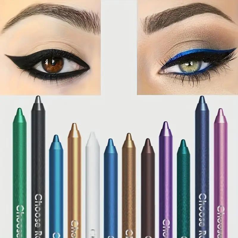 12Pcs Colored Gel Glitter Eyeliner Pencils Set – Waterproof Smudge-Proof Eye Liner Kit with Dark & Light Shades, Emerald Green, Sky Blue, Royal Blue, Black, White, Pink, Purple, Brown, Gold – Long-Lasting Liquid & Pencil Delineadores