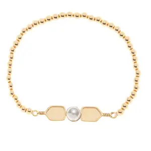 Pearl Pickleball Beaded Stretch Bracelet