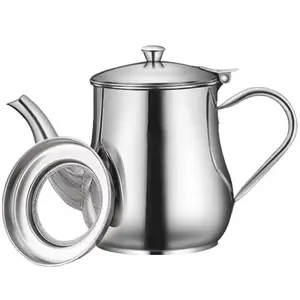 24oz Stainless Steel Oil Filter Pot with Mesh Strainer - Portable Kitchen Utensils, Travel-Friendly Grease Container with Handle, Long Narrow Spout for Precision Pouring, Ideal for Frying & Cooking Grease